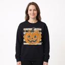  Vintage Jack-o'-lantern Halloween Sweatshirt, Striped Pumpkin, Faux Glitter Stars