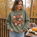  Pumpkin Patch Blooms, Autumn Floral, Harvest Season, Cozy Fall Vibes Sweatshirt