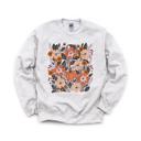 Large Ash Light Gray Pumpkin Patch Blooms, Autumn Floral, Harvest Season, Cozy Fall Vibes Sweatshirt
