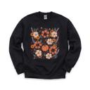 XXL Black Pumpkin Patch Blooms, Autumn Floral, Harvest Season, Cozy Fall Vibes Sweatshirt
