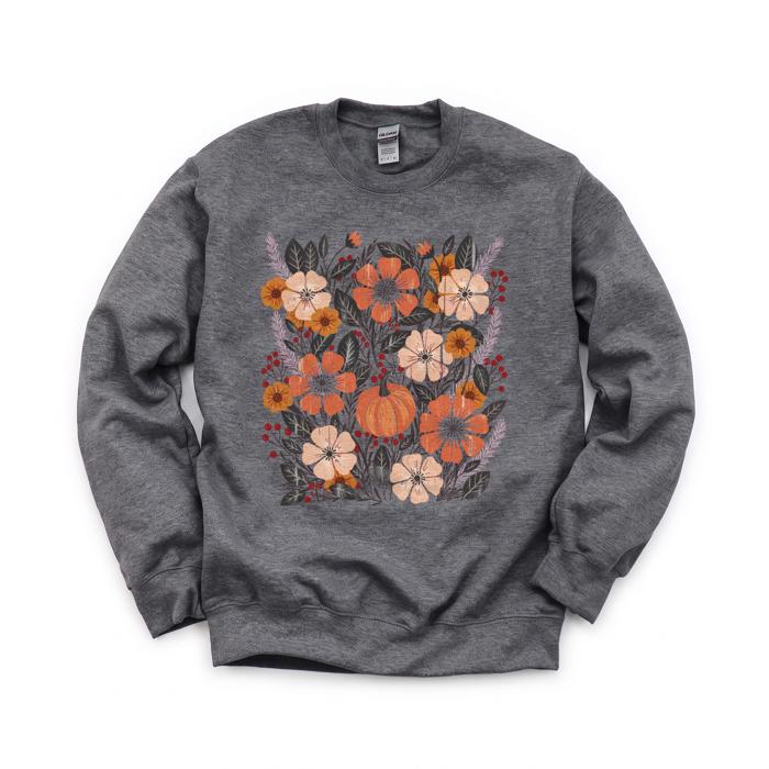 Pumpkin Patch Blooms, Autumn Floral, Harvest Season, Cozy Fall Vibes Sweatshirt