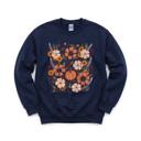 XXL Navy Pumpkin Patch Blooms, Autumn Floral, Harvest Season, Cozy Fall Vibes Sweatshirt