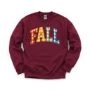  Gingham Fall Letters, Textured Plaid, Autumn Season, Rustic Farmhouse Vibe Sweatshirt