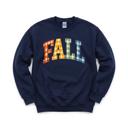 Medium Navy Gingham Fall Letters, Textured Plaid, Autumn Season, Rustic Farmhouse Vibe Sweatshirt
