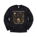 Medium Black All Plants Edible, Skull, Poisonous Botanicals, Vintage Sweatshirt