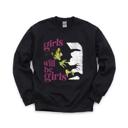 XL Black Wicked Witch, Girls Will Be Girls, Halloween Quote Sweatshirt