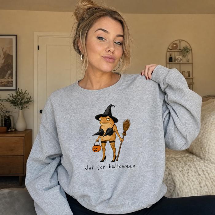 Slut For Halloween, Funny, Frog, Sassy Sweatshirt
