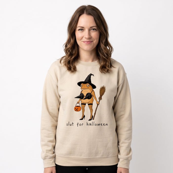 Slut For Halloween, Funny, Frog, Sassy Sweatshirt
