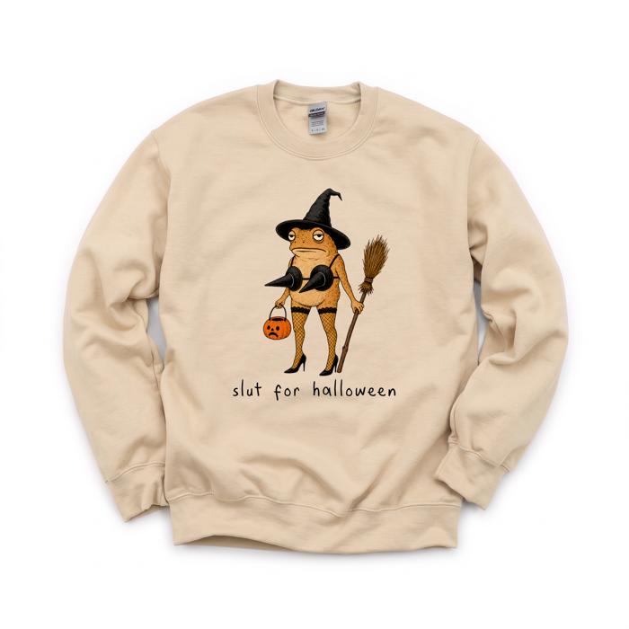 Slut For Halloween, Funny, Frog, Sassy Sweatshirt