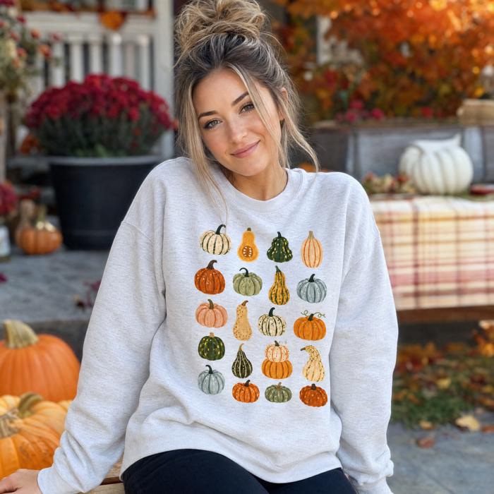 Colorful Pumpkins, Fall Harvest, Autumn Season Sweatshirt