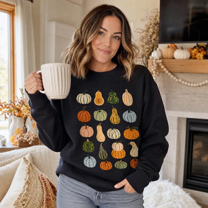 Colorful Pumpkins, Fall Harvest, Autumn Season Sweatshirt