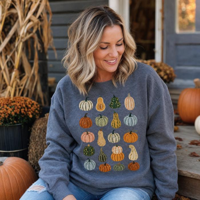 Colorful Pumpkins, Fall Harvest, Autumn Season Sweatshirt