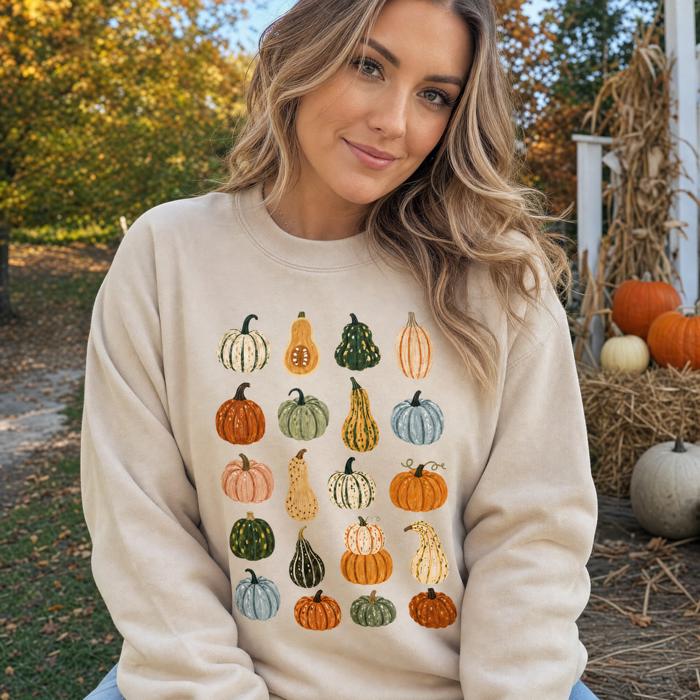Colorful Pumpkins, Fall Harvest, Autumn Season Sweatshirt