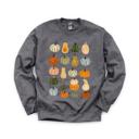 Large Dark Gray Heather Colorful Pumpkins, Fall Harvest, Autumn Season Sweatshirt