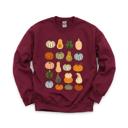 XL Maroon Colorful Pumpkins, Fall Harvest, Autumn Season Sweatshirt