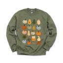 XL Military Green Colorful Pumpkins, Fall Harvest, Autumn Season Sweatshirt