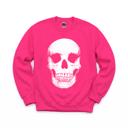 XXXL Heliconia Bright Pink Vintage Skull, Spooky Halloween, Vintage Macabre Sweatshirt