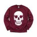 Large Maroon Vintage Skull, Spooky Halloween, Vintage Macabre Sweatshirt
