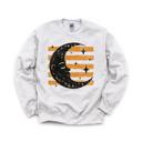 XXL Ash Light Gray Vintage Crescent Moon, Sleeping Face, Vintage Stars, Halloween Sweatshirt