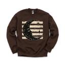 Medium Dark Chocolate Vintage Crescent Moon, Sleeping Face, Vintage Stars, Halloween Sweatshirt