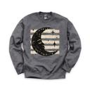 XL Dark Gray Heather Vintage Crescent Moon, Sleeping Face, Vintage Stars, Halloween Sweatshirt