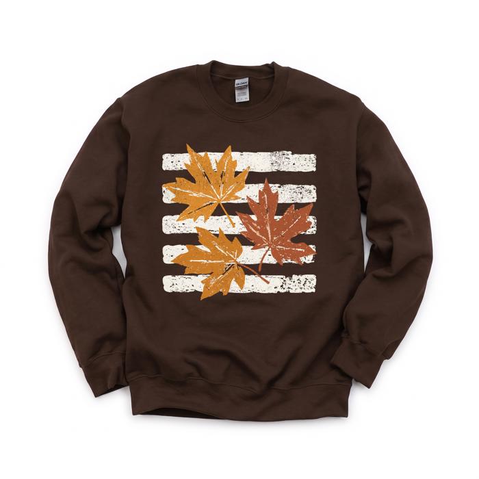 Maple Leaves, Vintage Stripes, Vintage Fall Sweatshirt