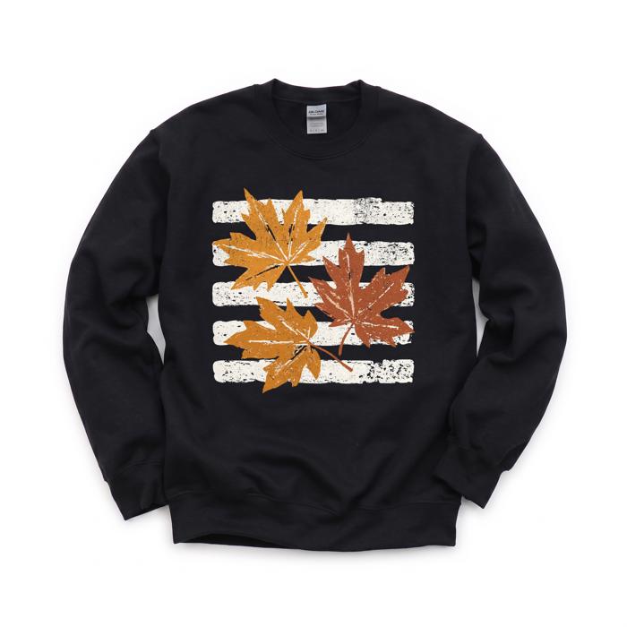 Maple Leaves, Vintage Stripes, Vintage Fall Sweatshirt