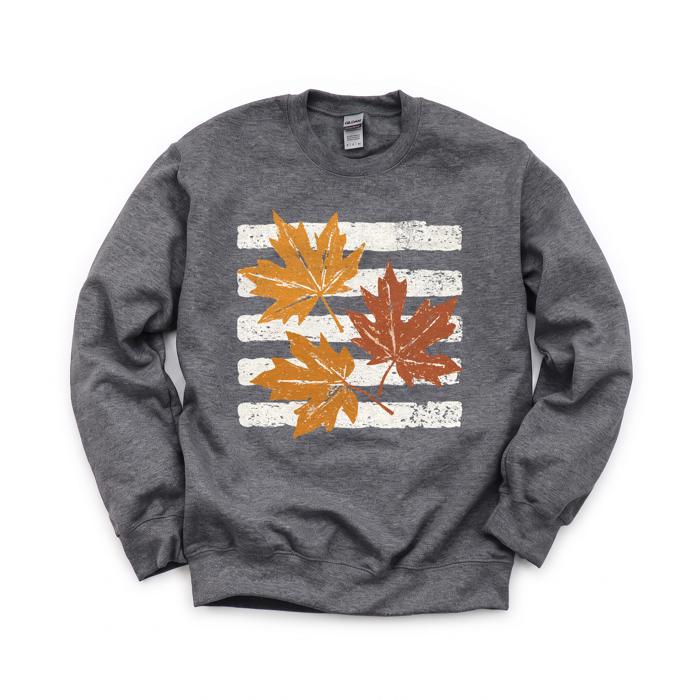Maple Leaves, Vintage Stripes, Vintage Fall Sweatshirt