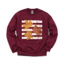 Medium Maroon Maple Leaves, Vintage Stripes, Vintage Fall Sweatshirt