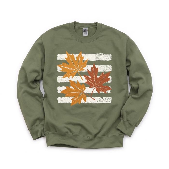 Maple Leaves, Vintage Stripes, Vintage Fall Sweatshirt