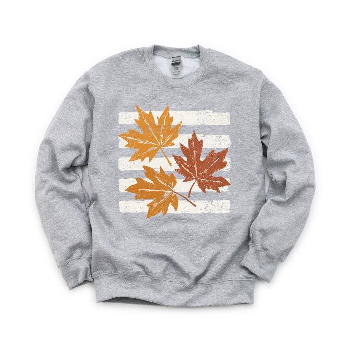 Maple Leaves, Vintage Stripes, Vintage Fall Sweatshirt