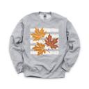 XL Heather Sport Gray Maple Leaves, Vintage Stripes, Vintage Fall Sweatshirt