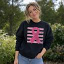  Pink Out, Pink Ribbon, Vintage Stripes, October Breast Cancer Awareness Sweatshirt