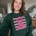  Pink Out, Pink Ribbon, Vintage Stripes, October Breast Cancer Awareness Sweatshirt