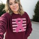  Pink Out, Pink Ribbon, Vintage Stripes, October Breast Cancer Awareness Sweatshirt
