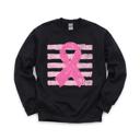 Medium Black Pink Out, Pink Ribbon, Vintage Stripes, October Breast Cancer Awareness Sweatshirt