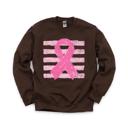XXXL Dark Chocolate Pink Out, Pink Ribbon, Vintage Stripes, October Breast Cancer Awareness Sweatshirt