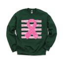 XXXL Forest Green Pink Out, Pink Ribbon, Vintage Stripes, October Breast Cancer Awareness Sweatshirt