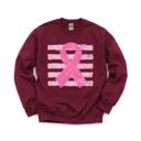 XL Maroon Pink Out, Pink Ribbon, Vintage Stripes, October Breast Cancer Awareness Sweatshirt