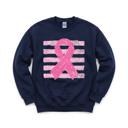 Large Navy Pink Out, Pink Ribbon, Vintage Stripes, October Breast Cancer Awareness Sweatshirt