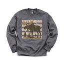 Medium Dark Gray Heather Moose, Striped, Forest Trees, Mountains, Vintage Nature Sweatshirt