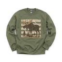 XL Military Green Moose, Striped, Forest Trees, Mountains, Vintage Nature Sweatshirt