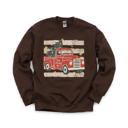 XL Dark Chocolate Vintage Christmas Truck, Tree, Merry Christmas, Vintage Stars Sweatshirt
