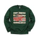 Small Forest Green Vintage Christmas Truck, Tree, Merry Christmas, Vintage Stars Sweatshirt