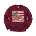 XL Maroon Vintage Christmas Truck, Tree, Merry Christmas, Vintage Stars Sweatshirt