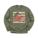 Large Military Green Vintage Christmas Truck, Tree, Merry Christmas, Vintage Stars Sweatshirt