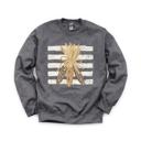 Medium Dark Gray Heather Colorful Corn Bundle, Striped, Rustic Fall Harvest, Thanksgiving Decor Sweatshirt