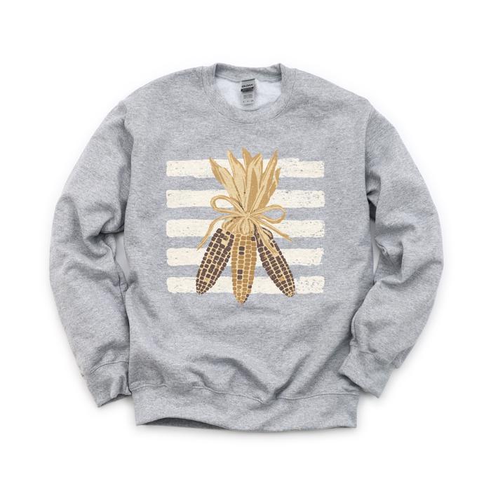 Colorful Corn Bundle, Striped, Rustic Fall Harvest, Thanksgiving Decor Sweatshirt