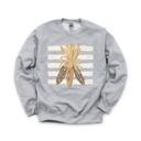 Large Heather Sport Gray Colorful Corn Bundle, Striped, Rustic Fall Harvest, Thanksgiving Decor Sweatshirt