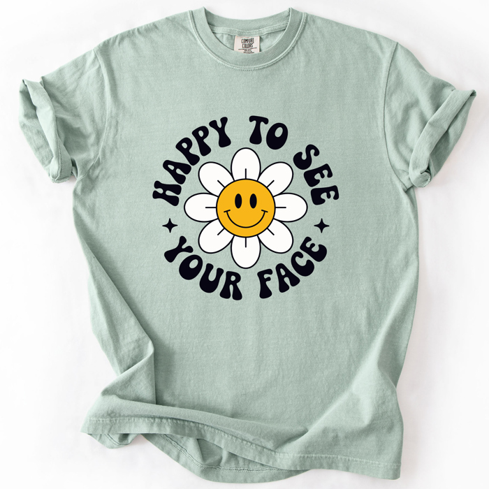 Happy To See Your Face, Retro Daisy, Back To School, Student, Teacher Comfort Colors T-Shirt